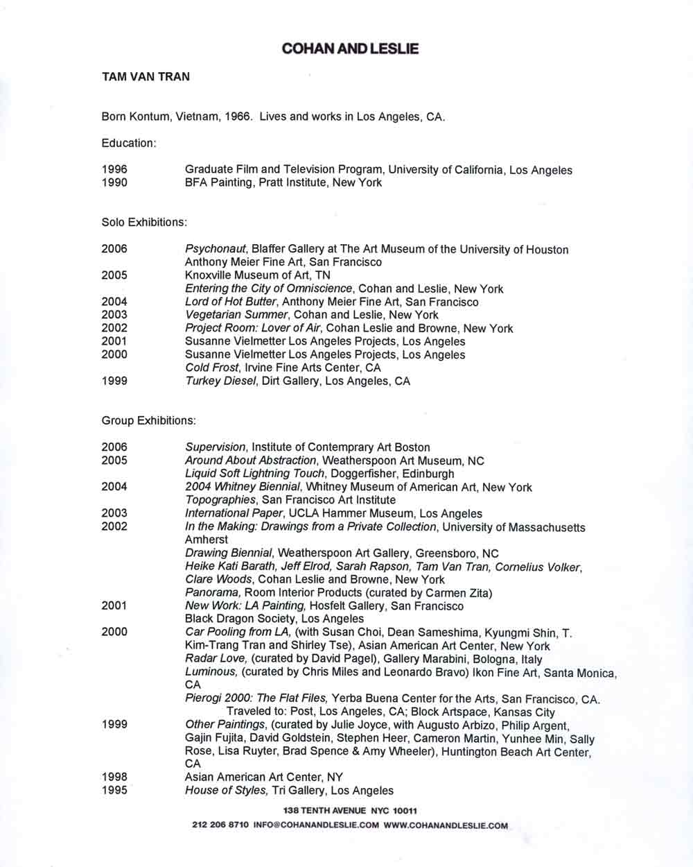Tam Van Tran's Resume, pg 1